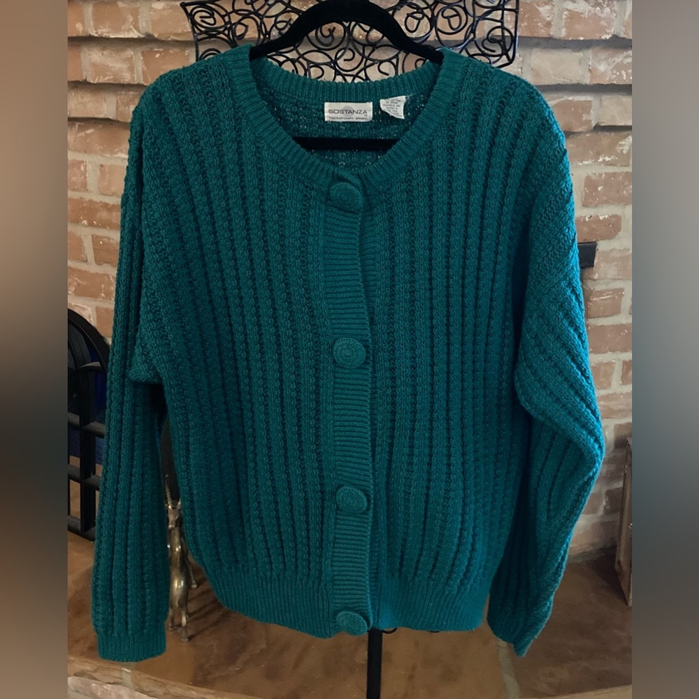 Sostanza Contemporary Apparel Green Ribbed Cardigan
